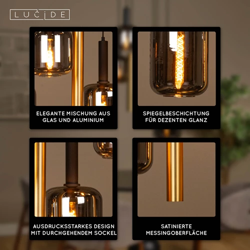 Lucide JOANET - Pendelleuchten - Ø 65 cm - 4xE27 - Messing - USP